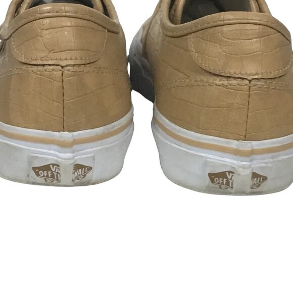 VANS Off the Wall Tan Crocodile Leather Lace Up Tennis Skate Shoe sz 8.5 8 1/2 - Picture 4 of 10